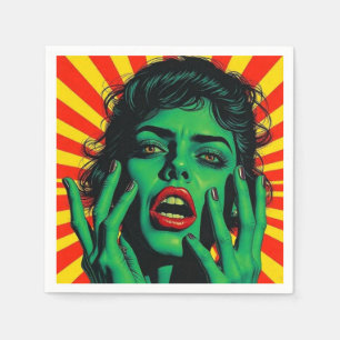 Serviette En Papier Style pop art féminin vert rétro