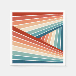 Serviette En Papier Style rétro coloré diagonale arc-en-ciel