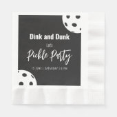 Serviette En Papier Style Rétro Neon Noir Thème Pickleball Anniversair (Devant)