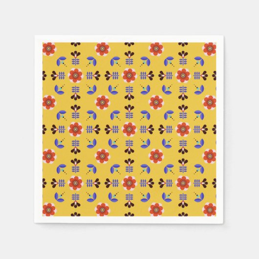 Serviette En Papier Style scandinave Modèle géométrique floral (Devant)