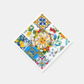 Serviette En Papier style sicilien, art d'été, citrons (Coin)