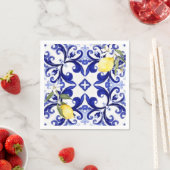 Serviette En Papier style sicilien, citrons, majolica (En situation)