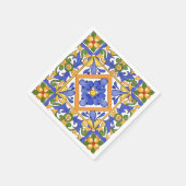 Serviette En Papier style sicilien, majolica, été, motif coloré (Coin)