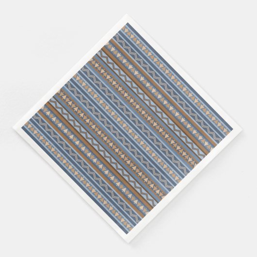 Serviette En Papier Style sud-ouest bleu et Motif géométrique Brown (Coin)