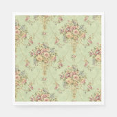 Serviette En Papier Style Victorien Vert Sage Français Rococo Floral (Devant)