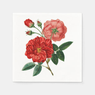 Serviette En Papier Style vintage rose et rose rouge