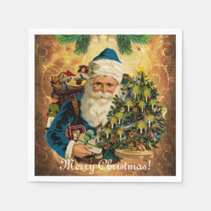 Serviette En Papier Style vintage St Nicolas (Père Noël) Noël
