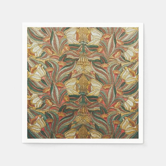 Serviette En Papier Style William Morris Rose Vert Botanique (Devant)
