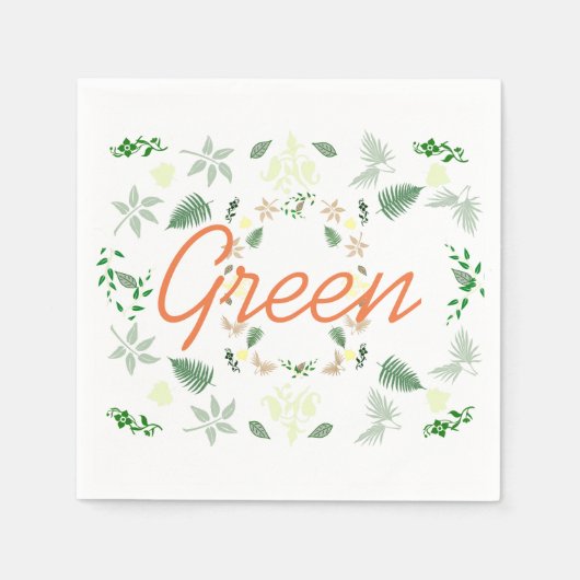 Serviette en papier stylée feuille de palmier vert (Devant)