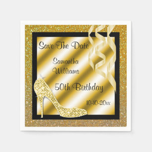 Serviette En Papier Stylet fascinant d'or et anniversaire de flammes