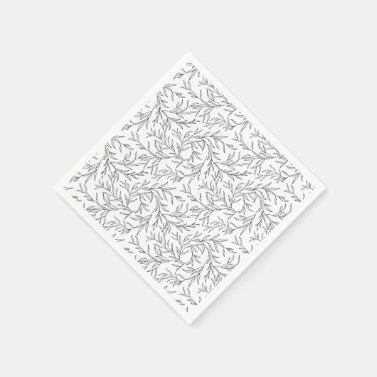 Serviette En Papier Stylisé gracieux branches linéaires avec feuilles (Coin)