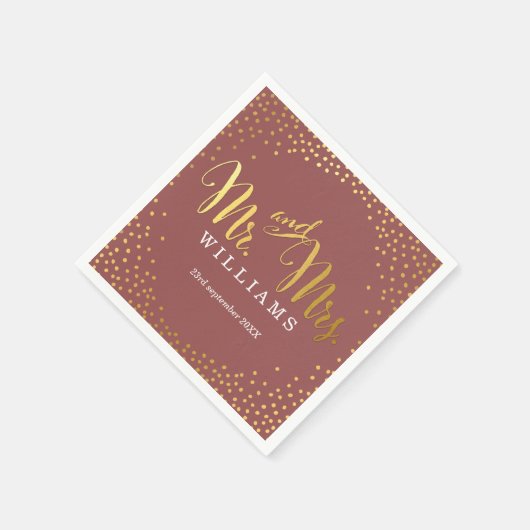 Serviette En Papier STYLISÉ MARIAGE TABLE mini confetti or marsala (Coin)