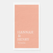 SERVIETTE EN PAPIER STYLISE MODERNE SCRIPT PEACH MARIAGE (Devant)