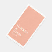 SERVIETTE EN PAPIER STYLISE MODERNE SCRIPT PEACH MARIAGE (Coin)