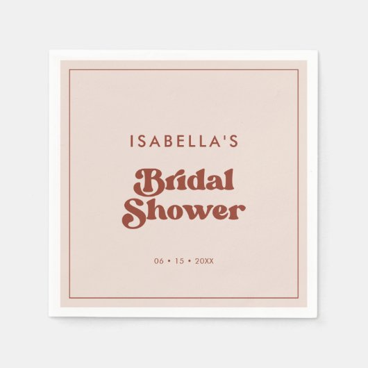 Serviette En Papier Stylisé rétro Rose Mariage Fille (Devant)