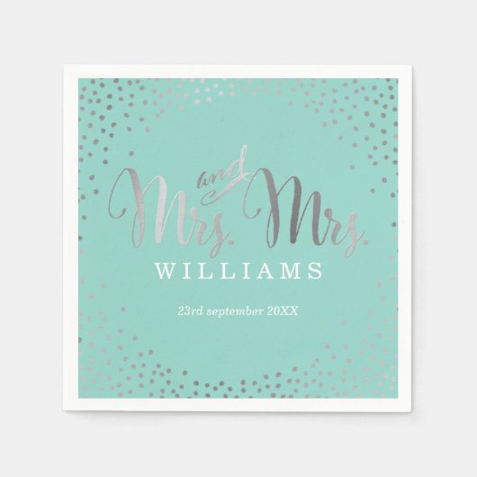 Serviette En Papier STYLISÉ TABLE MARIAGE mini confetti menthe ARGENT (Devant)