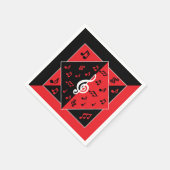 Serviette En Papier Stylish Art déco Music Notes Red White (Coin)