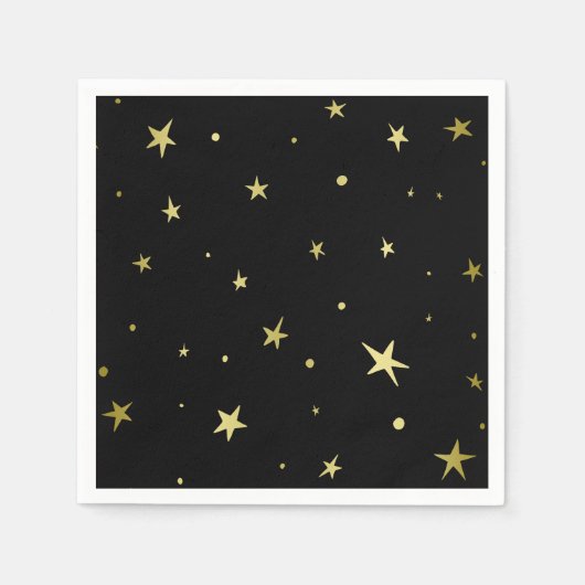 Serviette En Papier Stylish Black Gold Stars (Devant)