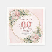 Serviette En Papier Stylish Boho Rose Gold Eucalyptus 60th Birthday (Devant)