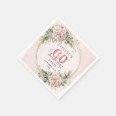 Serviette En Papier Stylish Boho Rose Gold Eucalyptus 60th Birthday (Coin)