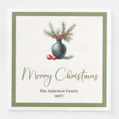 Serviette En Papier Stylish Boho Rustic Christmas Bouquet Dinner  (Devant)