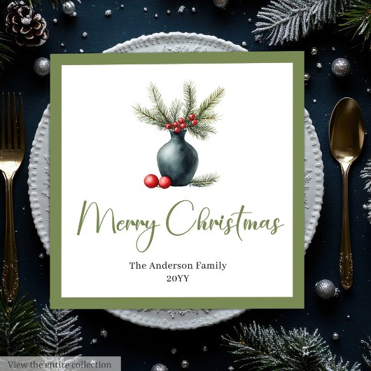 Serviette En Papier Stylish Boho Rustic Christmas Bouquet Dinner 