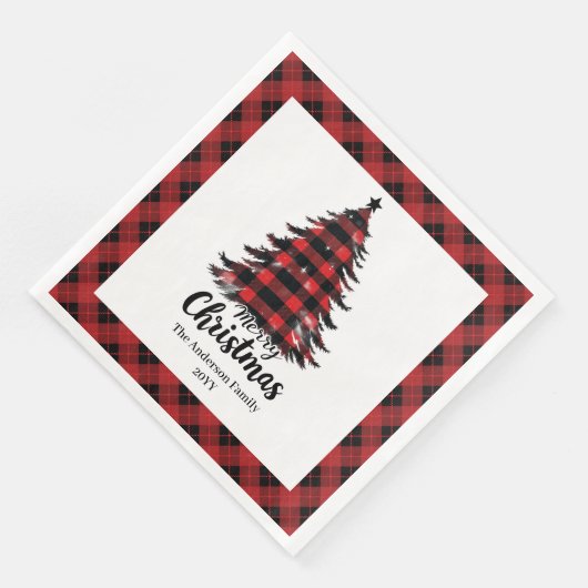 Serviette En Papier Stylish Buffalo Christmas Tree Napkin Template (Coin)