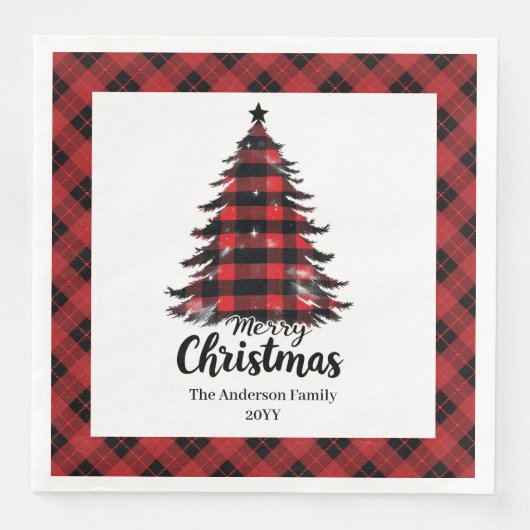 Serviette En Papier Stylish Buffalo Christmas Tree Napkin Template (Devant)