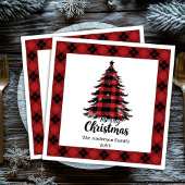 Serviette En Papier Stylish Buffalo Christmas Tree Napkin Template
