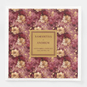 Serviette En Papier Stylish Burgundy Gold Wedding Réception serviettes (Devant)