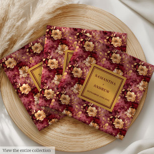 Serviette En Papier Stylish Burgundy Gold Wedding Réception serviettes