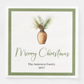 Serviette En Papier Stylish Cozy Bohemian Botanical Christmas Bouquet  (Devant)