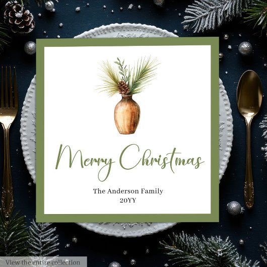 Serviette En Papier Stylish Cozy Bohemian Botanical Christmas Bouquet 