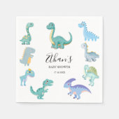 Serviette En Papier Stylish Dinosaur Baby Shower White (Devant)