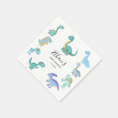 Serviette En Papier Stylish Dinosaur Baby Shower White (Coin)