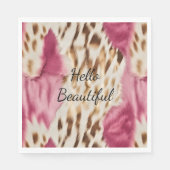 Serviette En Papier Stylish Girly Rose White Gold Zebra (Devant)