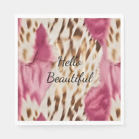 Serviette En Papier Stylish Girly Rose White Gold Zebra (Devant)