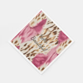 Serviette En Papier Stylish Girly Rose White Gold Zebra (Coin)