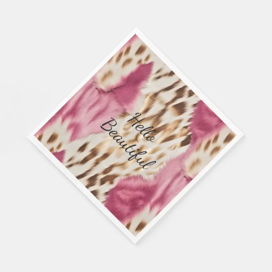 Serviette En Papier Stylish Girly Rose White Gold Zebra (Coin)
