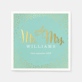 Serviette En Papier STYLISH MARIAGE TABLE mini confetti or menthe (Devant)