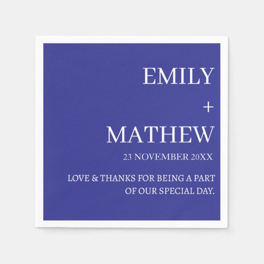 SERVIETTE EN PAPIER STYLISH MODERN CUSTOMIZED ELEGANT CLASSIC WEDDING  (Devant)