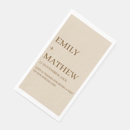 SERVIETTE EN PAPIER STYLISH MODERN CUSTOMIZED ELEGANT CLASSIC WEDDING  (Coin)