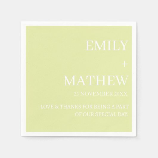 SERVIETTE EN PAPIER STYLISH MODERN CUSTOMIZED ELEGANT CLASSIC WEDDING (Devant)