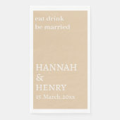 SERVIETTE EN PAPIER STYLISH MODERN CUSTOMIZED SCRIPT KHAKI WEDDING  (Devant)