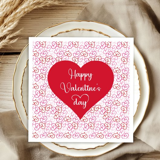 Serviette En Papier Stylish Pink Red Hearts Valentine Napkins