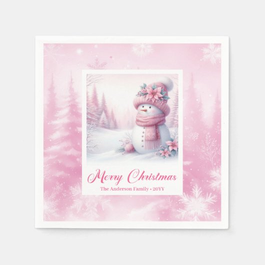 Serviette En Papier Stylish Pinkmas Kids Christmas Scene Winter Forest (Devant)