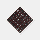 Serviette En Papier Stylish red black and white geometric music notes (Coin)