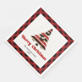 Serviette En Papier Stylish Red Black Plaid Christmas Napkin Custom (Coin)