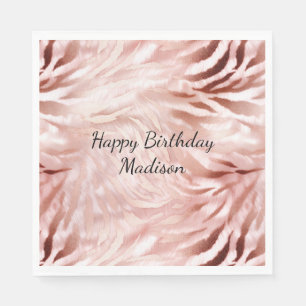 Serviette En Papier Stylish Rose rose rose rose or Zebra Glam Glitz
