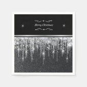 Serviette En Papier Stylish Silver and Black Merry Christmas Party (Devant)